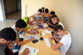English camp in Koblevo. Doing a project