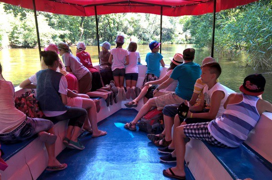 Boating on the river Ropotamo. Camp in Bulgaria