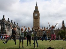 Children's camp in England. On an excursion in London